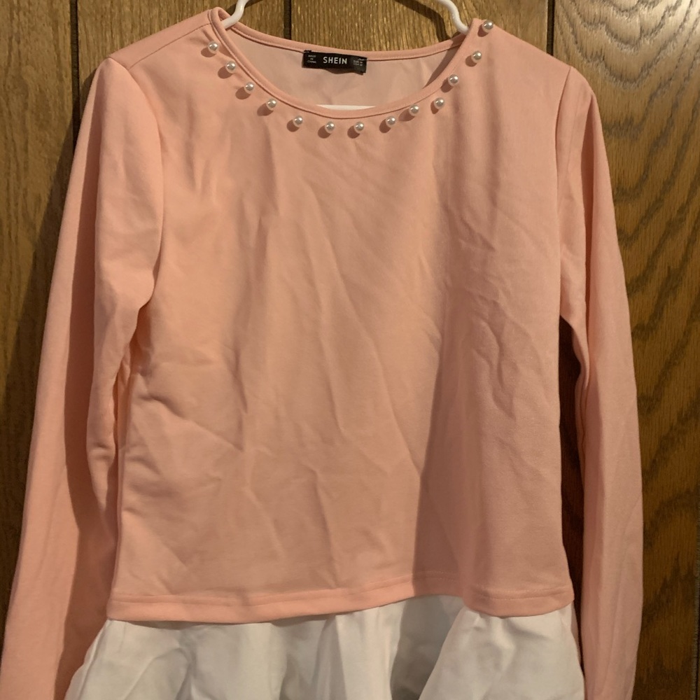Women’s Pink long sleeve peplum top